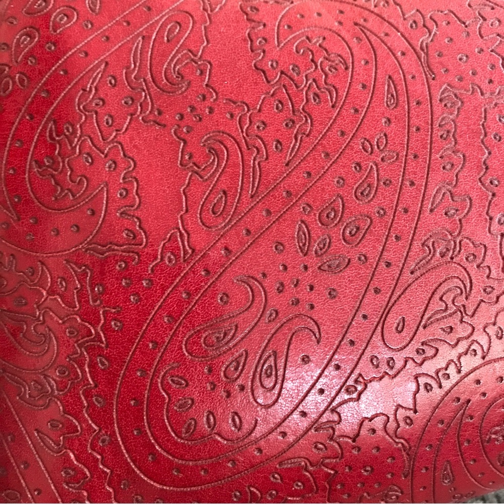 Monsac red leather paisley embossed shoulder bag purse - Picture 13 of 13